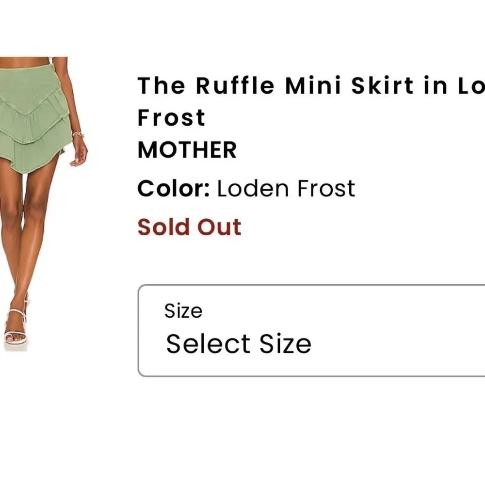 MOTHER Ruffled Mini Skirt in Loden Frost